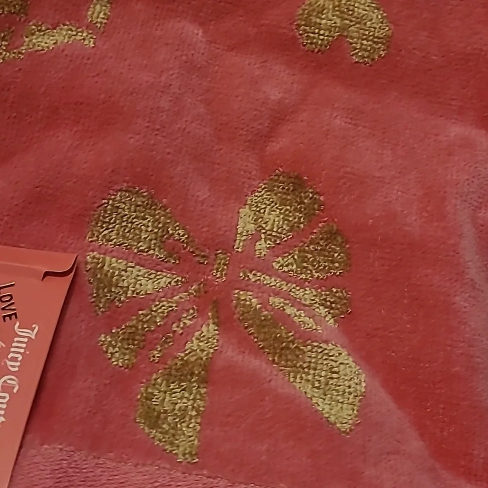 Juicy Couture Pink Towel Set with Gold Designs